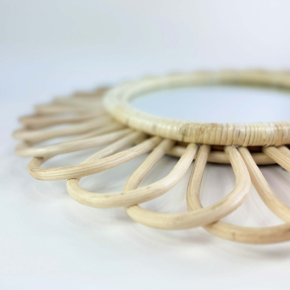 Chic Cream Rattan Wall Mirror - Picture 3 of 9